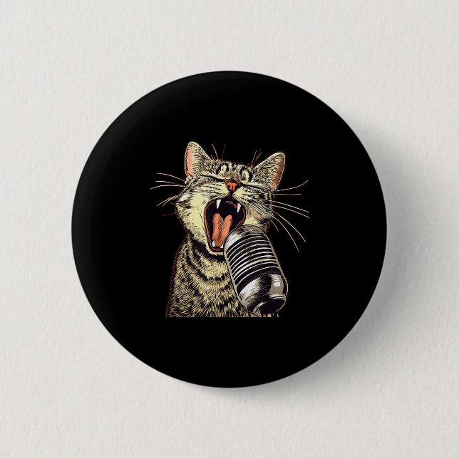 Singing Cat With Karaoke Mic Costume  Button (Vorderseite)