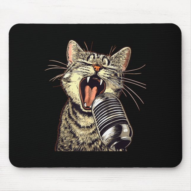 Singing Cat With Karaoke Mic Costume  Mousepad (Vorne)