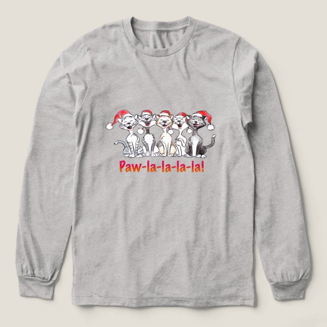 Singing Christmas Cats with Santa Hats Tri-Blend Shirt (Design Vorderseite)