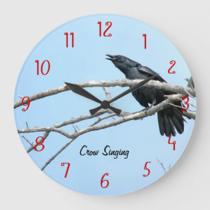 Singing Crow Raven Wall Clock Große Wanduhr