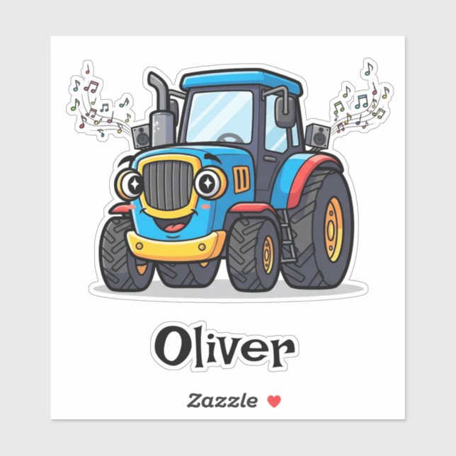 Singing Cute Musical Blue Tractor Aufkleber (Blatt)