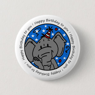 Singing Elephant Birthday Button