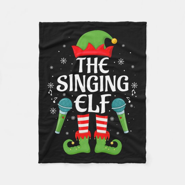 Singing Elf Christmas Family Men Women Kids Elf Sq Fleecedecke (Vorderseite)