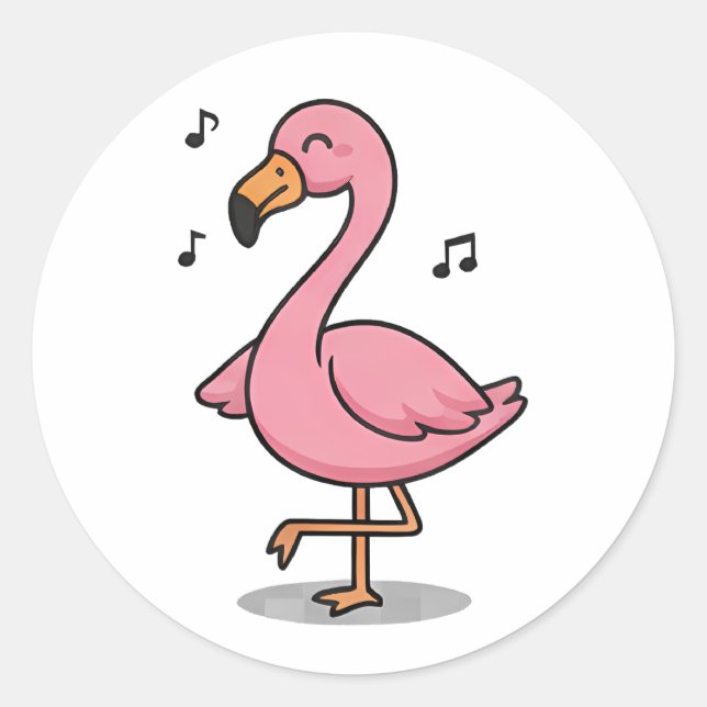 Singing Flamingo Runder Aufkleber (Vorderseite)