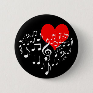 Singing Heart Eins der Art romantische schwarz Button
