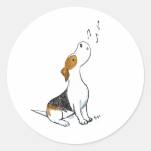 Singing Hund Classic Round Sticker