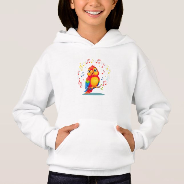 **Singing Parrot – Cute Parrot Singing Illustratio Hoodie (Vorderseite)