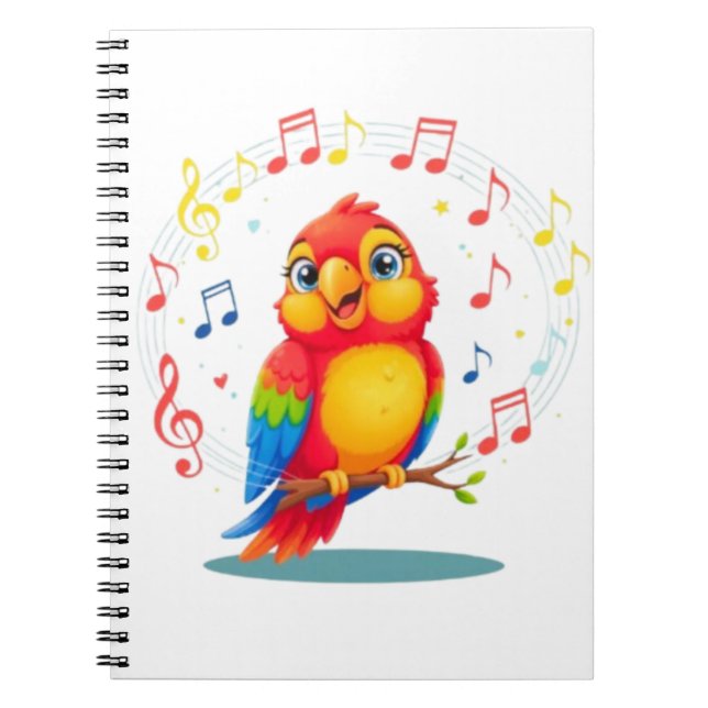 **Singing Parrot – Cute Parrot Singing Illustratio Notizblock (Vorderseite)