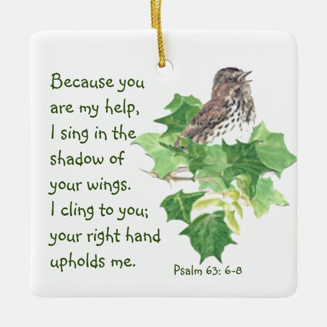 Singing Sparrow Bird Bible Scripture Keramikornament (Vorderseite)
