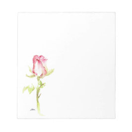 Single Aquarellfarbe Rosa Rote Rose Handbemalt Notizblock
