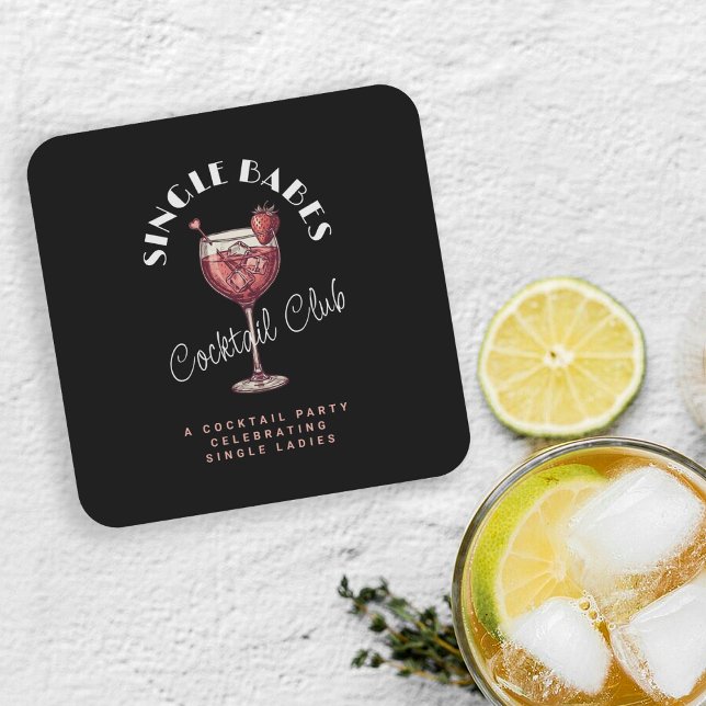 Single Babes Pink Cocktail Girls Nacht Rechteckiger Pappuntersetzer (Von Creator hochgeladen)