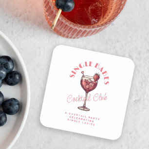 Single Babes Pink Cocktail Girls Nacht Rechteckiger Pappuntersetzer
