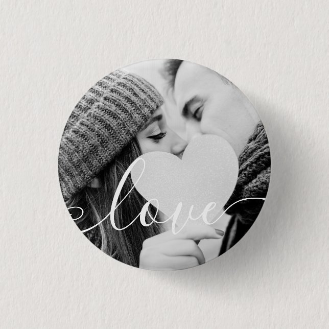 Single Black and White Paar Script Button (Vorderseite)