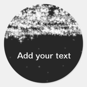 Single Black Glitter Sparkle Stars Add Your Text C Runder Aufkleber