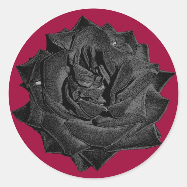 Single Black Rose Runder Aufkleber (Vorderseite)