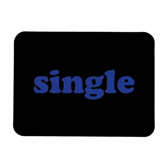 "Single", blaue Buchstaben schwarz Magnet (Horizontal)