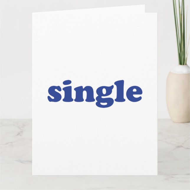 "Single", blaue Buchstaben weiß Karte (Vorderseite)