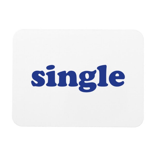 "Single", blaue Buchstaben weiß Magnet (Horizontal)