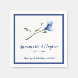 Single Blue Watercolor Blume Empfang | Serviette