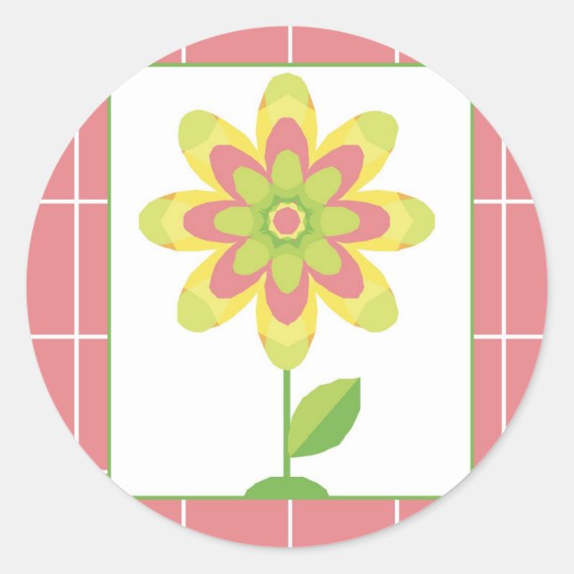 Single Blume Muttertag Runder Aufkleber (Vorderseite)