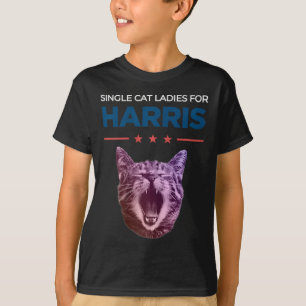 Single Cat Ladys for Harris 2024 Political T-Shirt