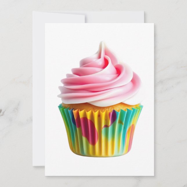 Single Cupcake with Pink and White Frosting Einladung (Vorderseite)