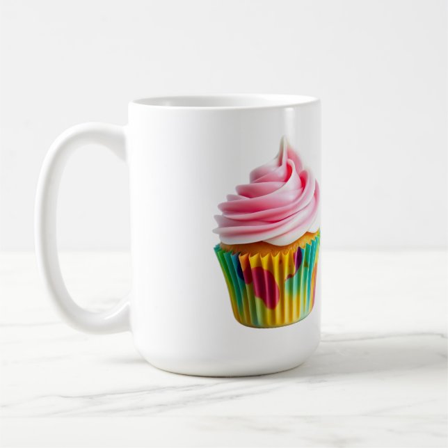 Single Cupcake with Pink and White Frosting Kaffeetasse (Links)