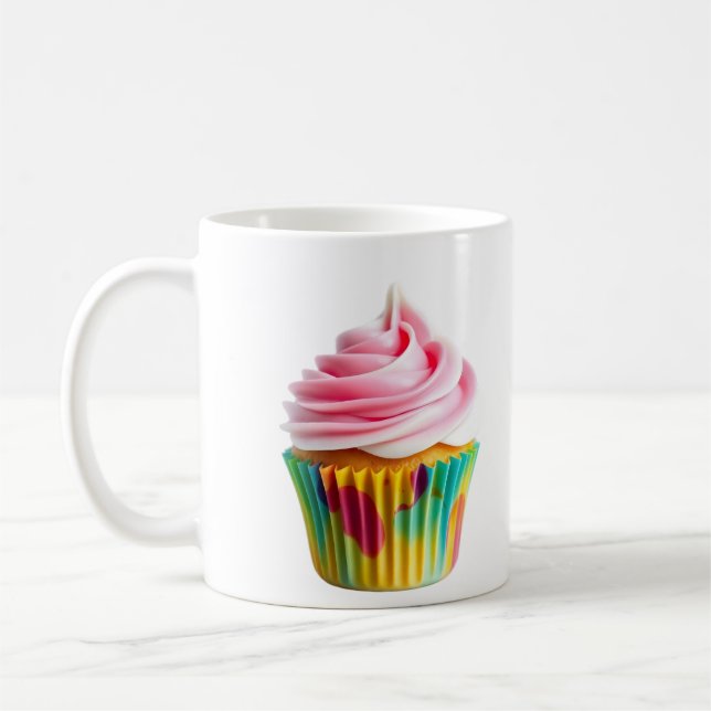 Single Cupcake with Pink and White Frosting Kaffeetasse (Links)