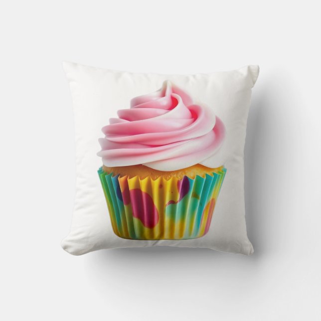 Single Cupcake with Pink and White Frosting Kissen (Vorderseite)