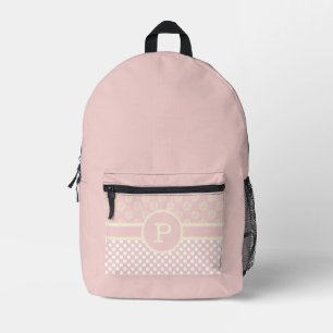 Single Custom Monogram Polka Dot und Rose Bedruckter Rucksack