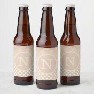 Single Custom Monogram Polka Dot und Rose Bierflaschenetikett