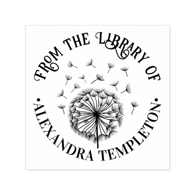 Single Dandelion, Samen im Buch Name der Windbibli Permastempel (Design)