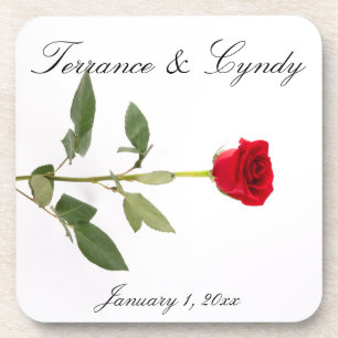 Single Elegant Rote Rose Getränkeuntersetzer