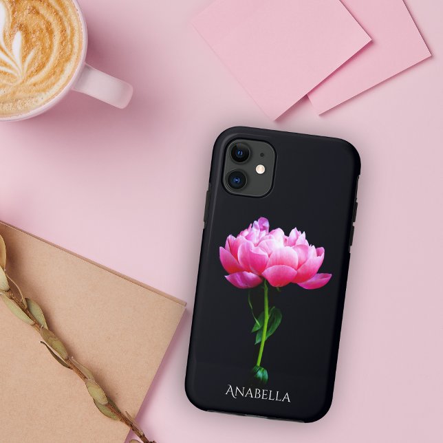 Single Elegante Rosa Peony Personalize Case-Mate iPhone Hülle (Von Creator hochgeladen)