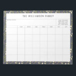 Single Floral Border Family Planner Calendar Notizblock<br><div class="desc">Modern Floral Border Personalized Family Planner and Calendar Notepad</div>