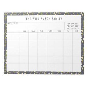 Single Floral Border Family Planner Calendar Notizblock