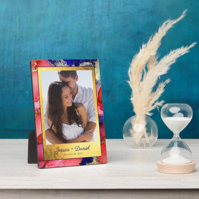 Single Foto Red Gold Wedding Fotoplatte (Seite)