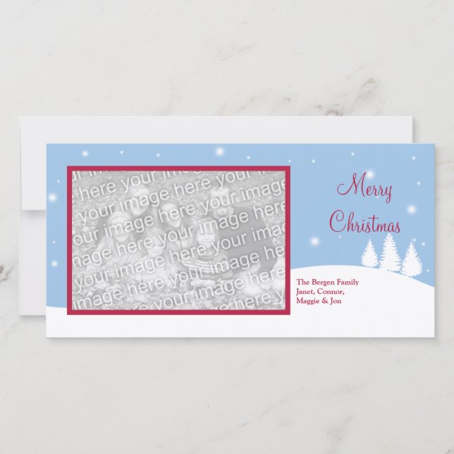 Single Foto schneeblau Weihnachtsfeiertag Gruß Feiertagskarte (Vorderseite)