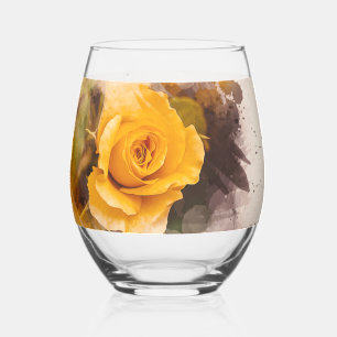Single Gelb Rose Weinglas Ohne Stiel
