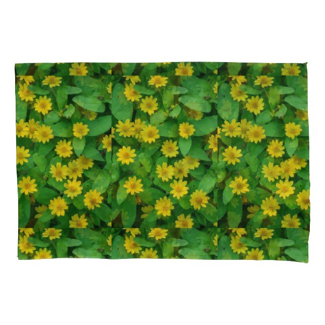 Single Gelbe Blume Grünes Leaf Kissenbezug (Vorderseite)
