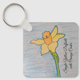 Single Gelbe Nadel mit orangefarbenem Zentrum Schlüsselanhänger