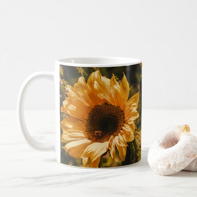 Single Gelbe Sonnenblume Kaffee-Cup Tasse (Mit Donut)