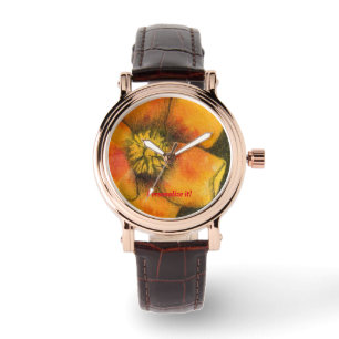 Single Gelbe wilde Rose blühen aus einer Aquarellf Armbanduhr