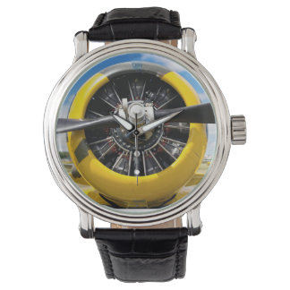 Single Gelber Prop Flugzeug Propeller schließen Armbanduhr