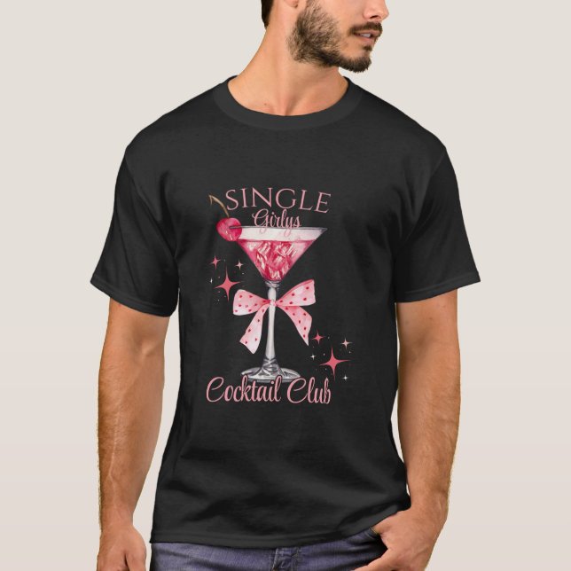 Single Girlys Cocktail Club Coquette Bows Rosa Mar T-Shirt (Vorderseite)