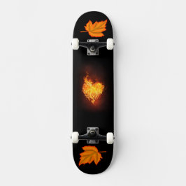 Single Heart on Flame Picture Skateboard