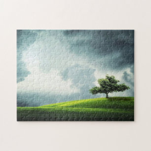 Single im Feld - Natur - Landschaft Puzzle