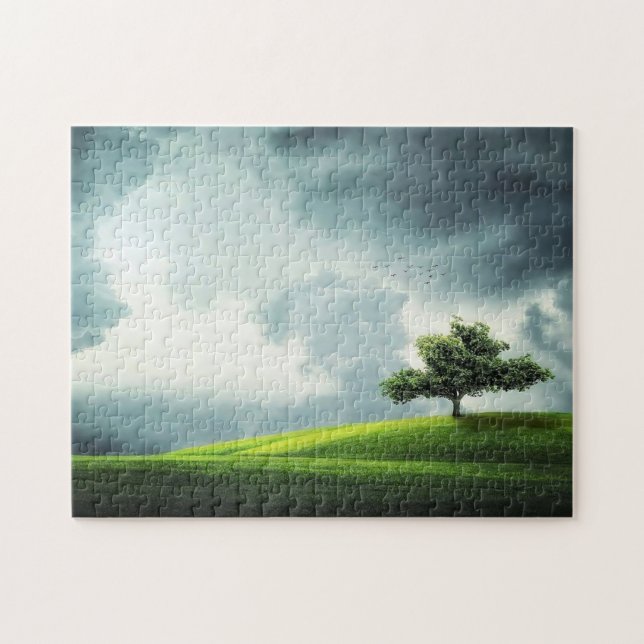 Single im Feld - Natur - Landschaft Puzzle (Horizontal)