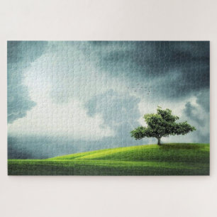 Single im Feld - Natur - Landschaft Puzzle