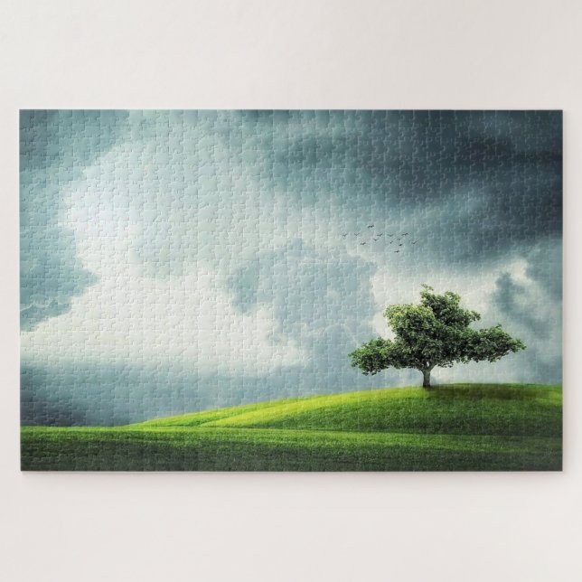 Single im Feld - Natur - Landschaft Puzzle (Horizontal)